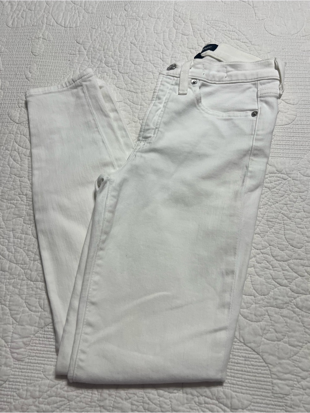 J.Crew Women's 9" High-Rise Toothpick Skinny Jeans Size 24 White Stretch #121